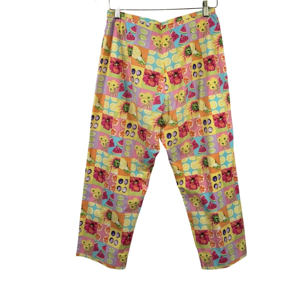 Sharon Young Vintage Fruit Floral Patchwork Print Straight Leg Pants Multicolor - Picture 5 of 8